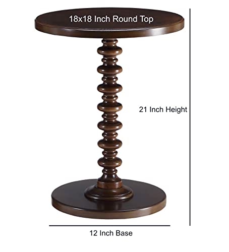 Dream Arts Dime Arts Shoppee Round Wooden Side Table for Living Room with Pedestal End Table