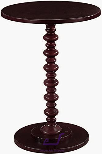 Dream Arts Dime Arts Shoppee Round Wooden Side Table for Living Room with Pedestal End Table
