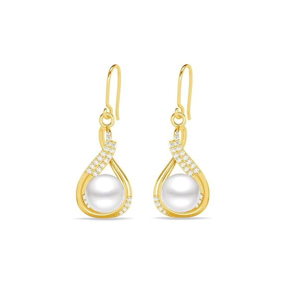 Silver Esin Real Pearl Pendant Earrings