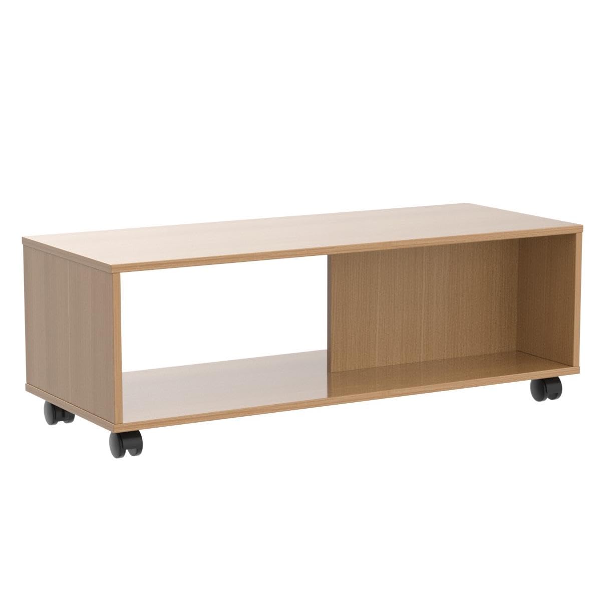 Lukzer Engineered Wooden Center Table with Wheels Open Storage Desk