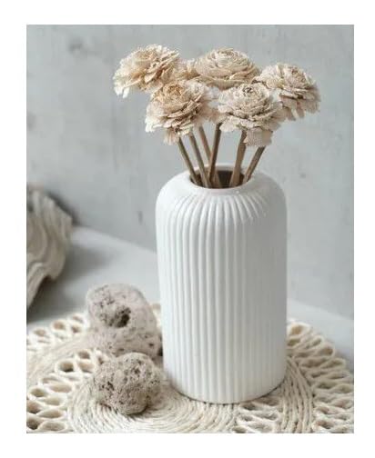 SPHINX Ribbed Pipe Ceramic Vase, Flower Vase, Pampas Grass Vase, Vase for money plant live plants, Vase Home Decor Centrepiece Decor for Home, Office, or Gifts VASE ONLY NO FLOWERS