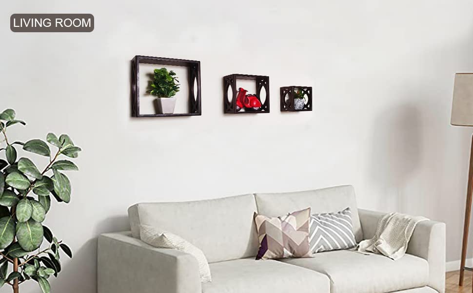 Home Sparkle MDF Wooden Wall Shelves (Brown)