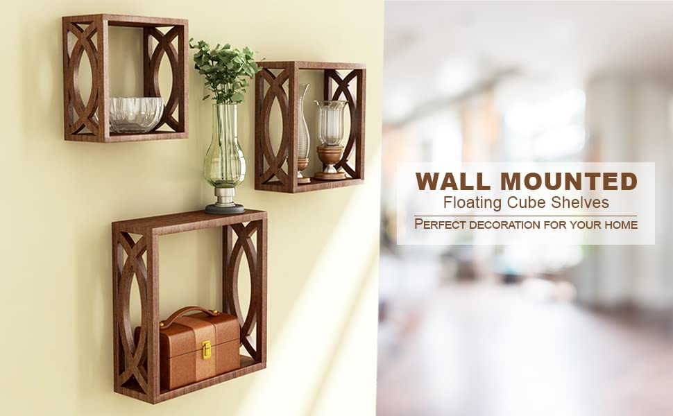 Home Sparkle MDF Wooden Wall Shelves (Brown)