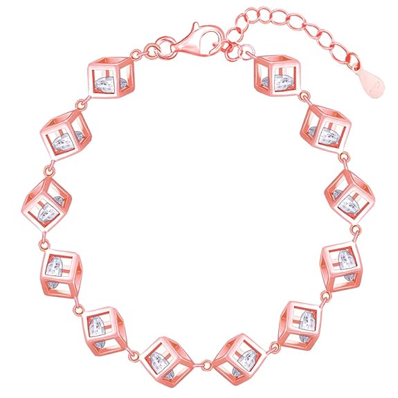 Silver Rose Gold Cubic Crystal Bracelet