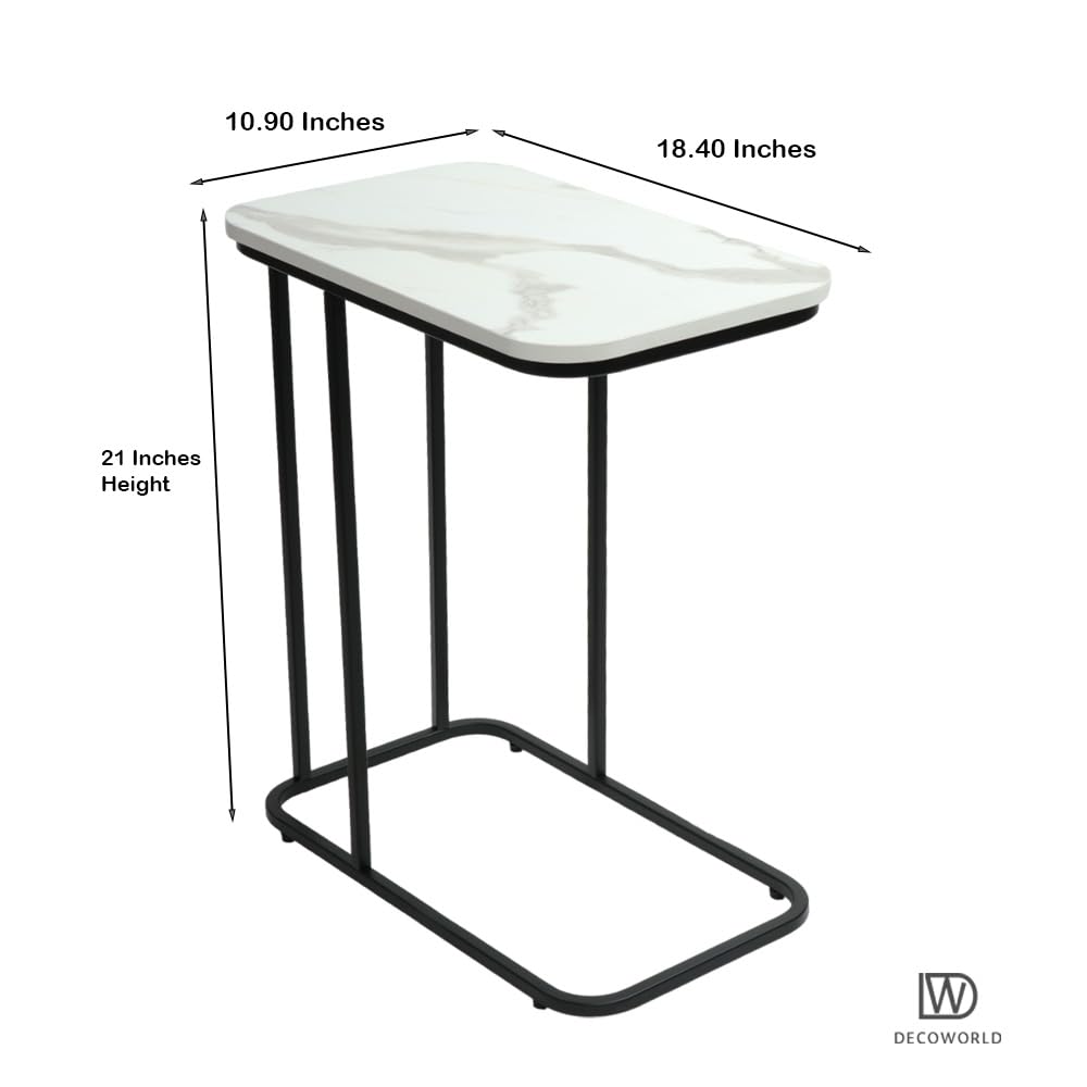 DECOWORLD|| Premium Side Table || Metal Side Table with Wooden Top || Side Table for Living Room, Sofa Side Table or Bed Side Stand