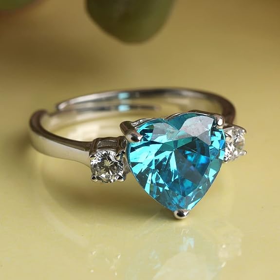 Silver Heart Stone Ring