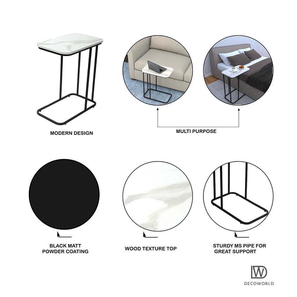 DECOWORLD|| Premium Side Table || Metal Side Table with Wooden Top || Side Table for Living Room, Sofa Side Table or Bed Side Stand