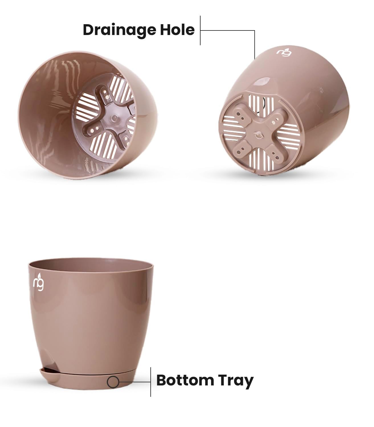 Mocha Self Watering Pot