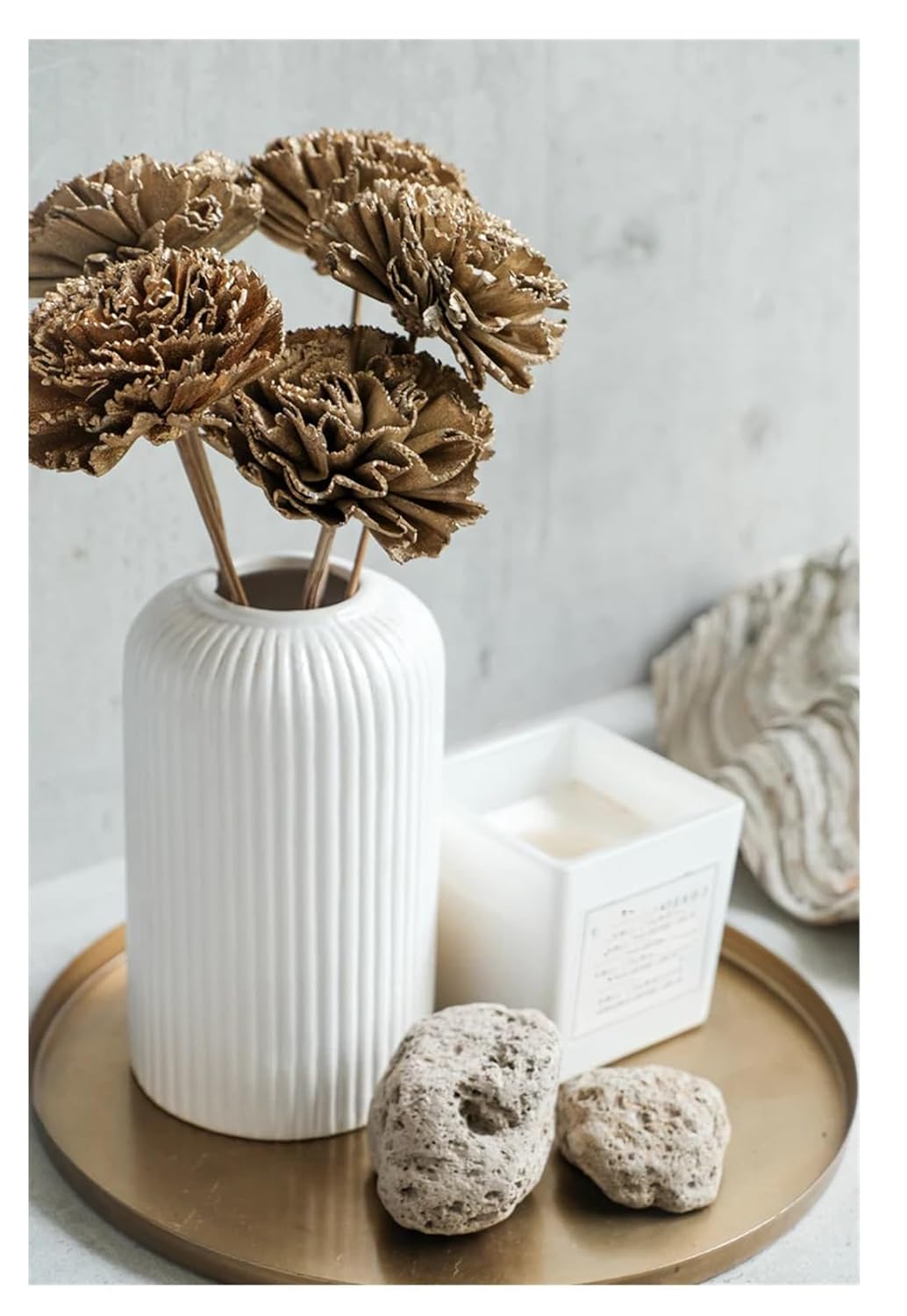 SPHINX Ribbed Pipe Ceramic Vase, Flower Vase, Pampas Grass Vase, Vase for money plant live plants, Vase Home Decor Centrepiece Decor for Home, Office, or Gifts VASE ONLY NO FLOWERS