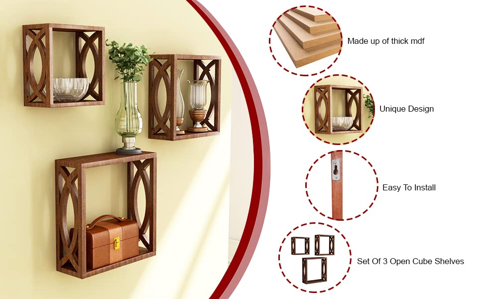 Home Sparkle MDF Wooden Wall Shelves (Brown)