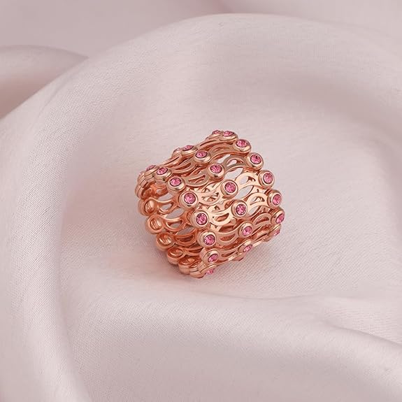 Silver Zircon Studded Supple Ring Cum Bracelet