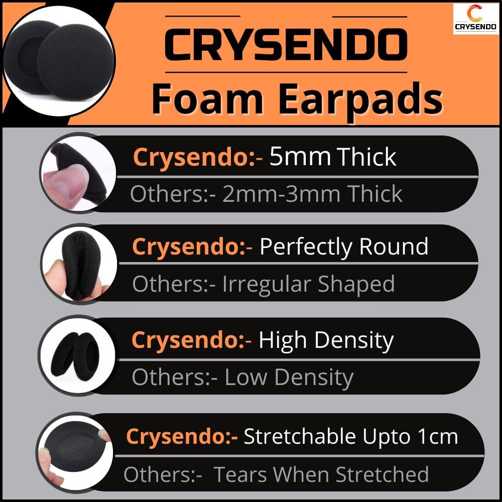 Crysendo Headphone Cushion Ear Muffs Headphone Cushion (60mm / 6cm) 6Pcs 5mm Thick Replacement Earpads for Headphone Sponge Cover | High-Density Foam Ear Cushion