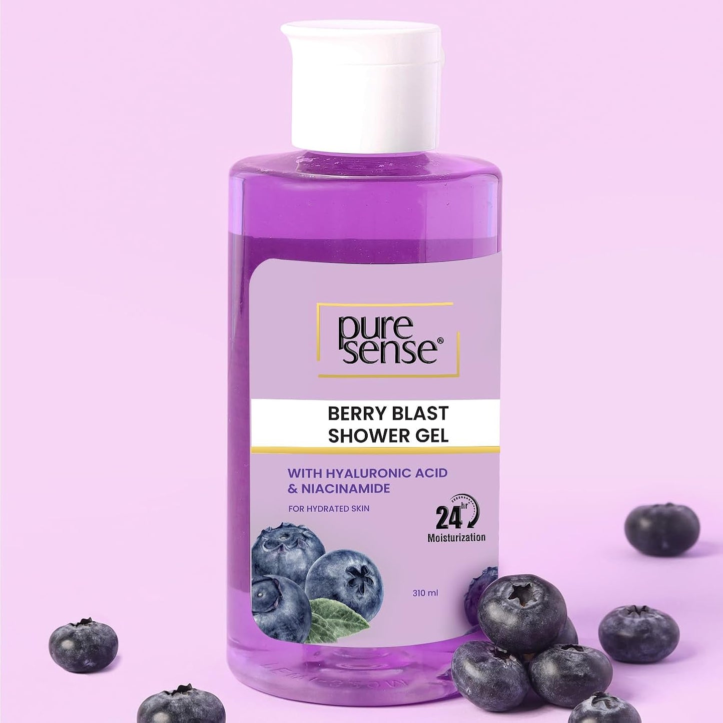PureSense Hyaluronic Acid + Niacinamide Berry Blast Body Wash Shower Gel | Deep Clean & Intense Hydration | Help Reduce Flakes & Itchiness | For Dry Skin | No Paraben