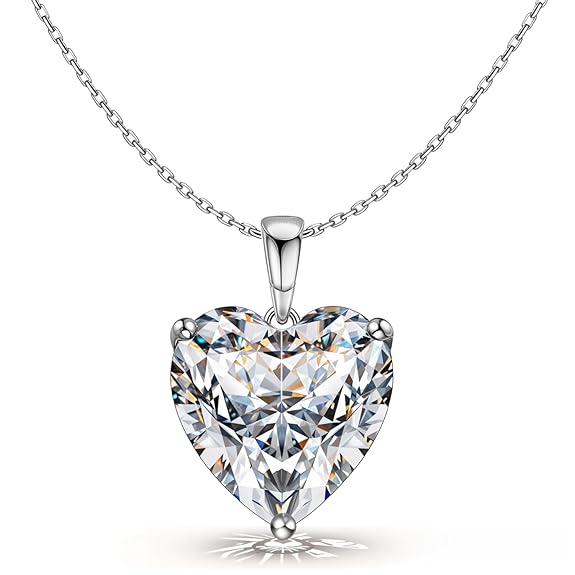 Silver Solitaire Heart Pendant