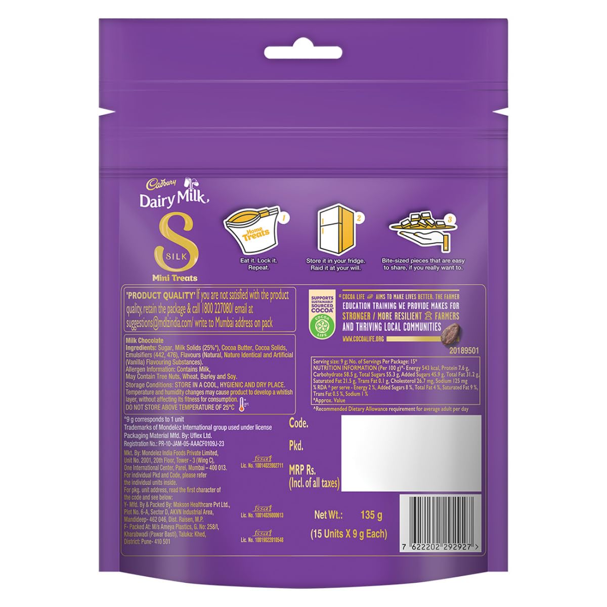 Cadbury Dairy Milk Silk Home Treats Chocolate Bar