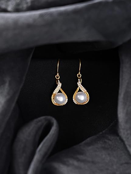 Silver Esin Real Pearl Pendant Earrings