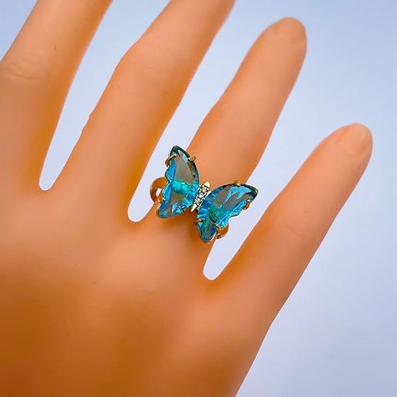 Copper Butterfly Stylish Gold Crystal Ring