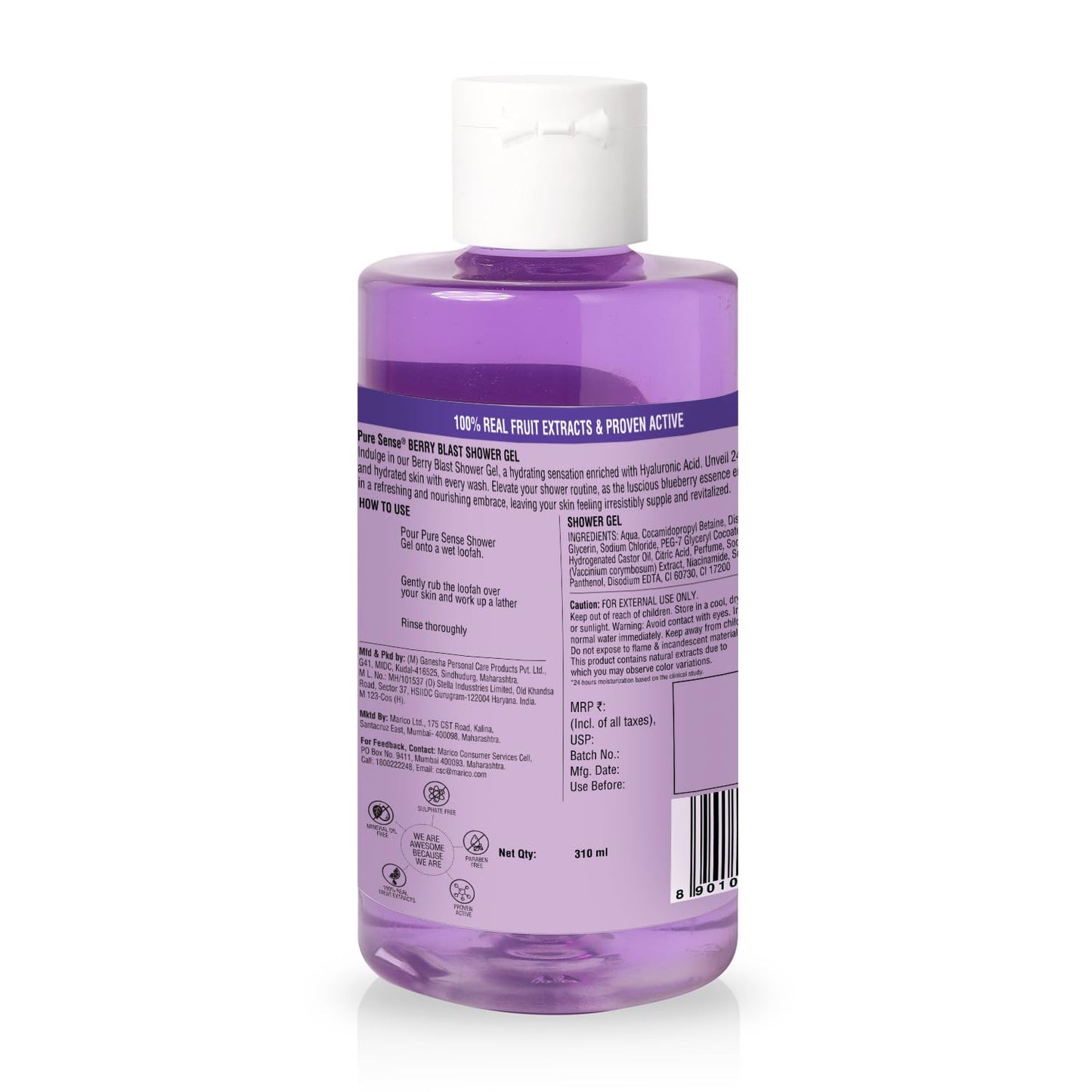 PureSense Hyaluronic Acid + Niacinamide Berry Blast Body Wash Shower Gel | Deep Clean & Intense Hydration | Help Reduce Flakes & Itchiness | For Dry Skin | No Paraben