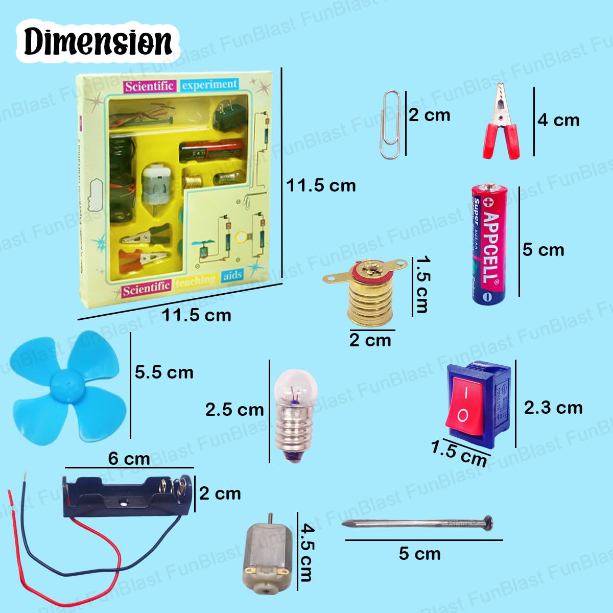 FunBlast Science Experiment Kit – Science Kit for Kids, STEM Kit, Electric Circuit Kit for Students with Motor Fan Toy, DIY Science Kit for Students, Science Experiment Kit