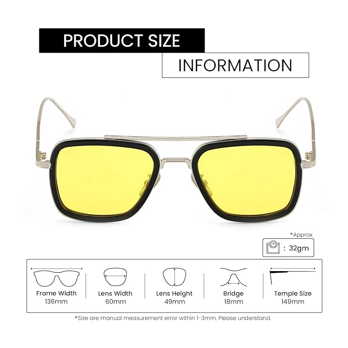 ROYAL SON UV Protection Edith | Iron man | Tony Stark Sunglasses (Men, Women)