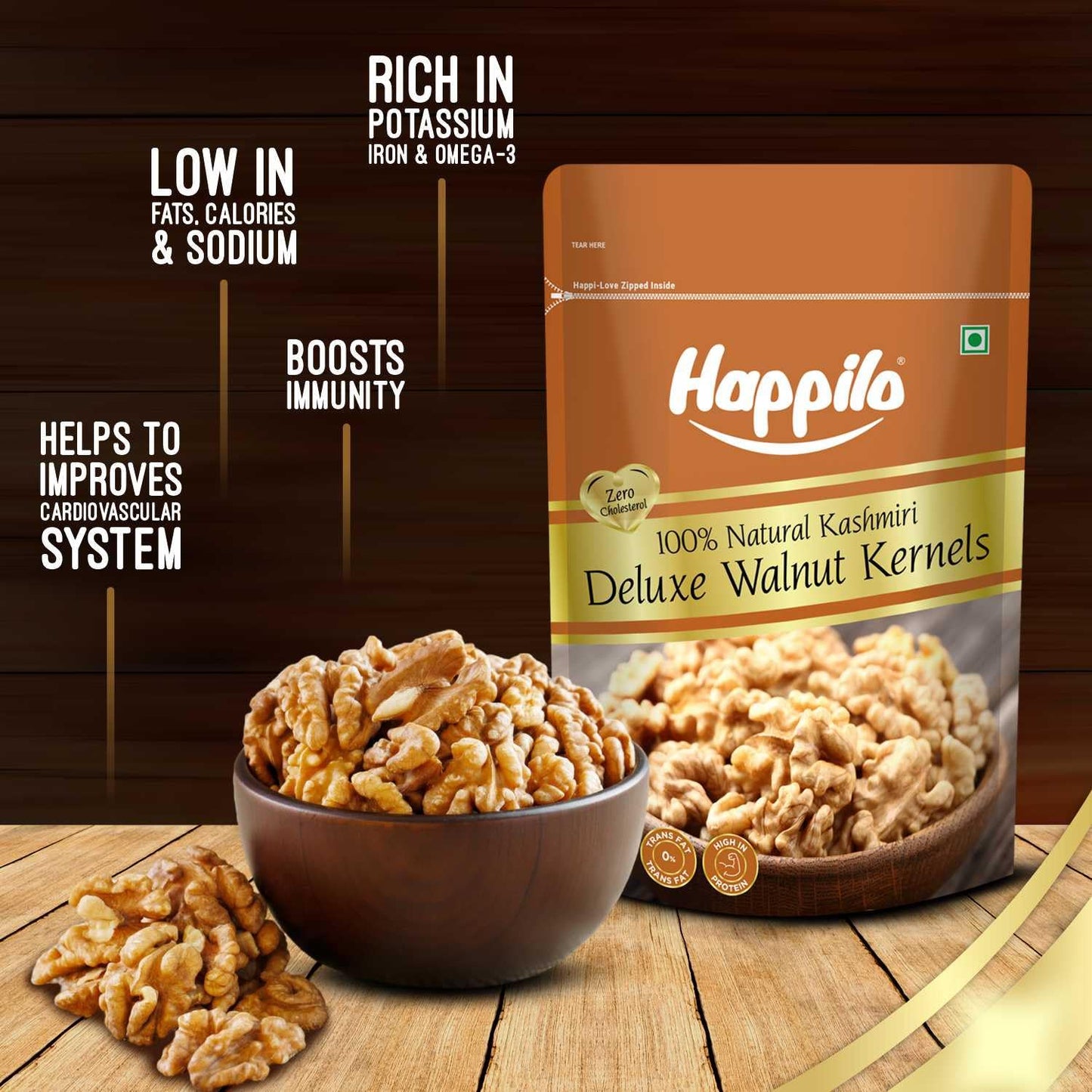 Happilo Deluxe 100% Natural Dried Kashmiri Walnut Kernels