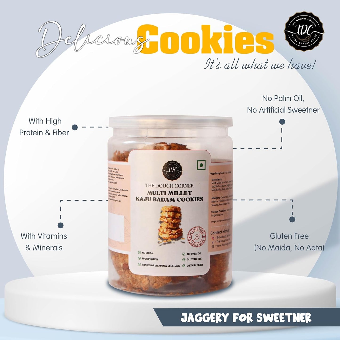 THE DOUGH CORNER Healthy Multi Millet Kaju Badam Cookies