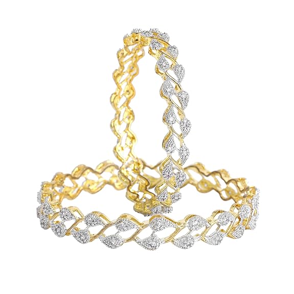 Charming Leaf Style with White Crystals Bangles