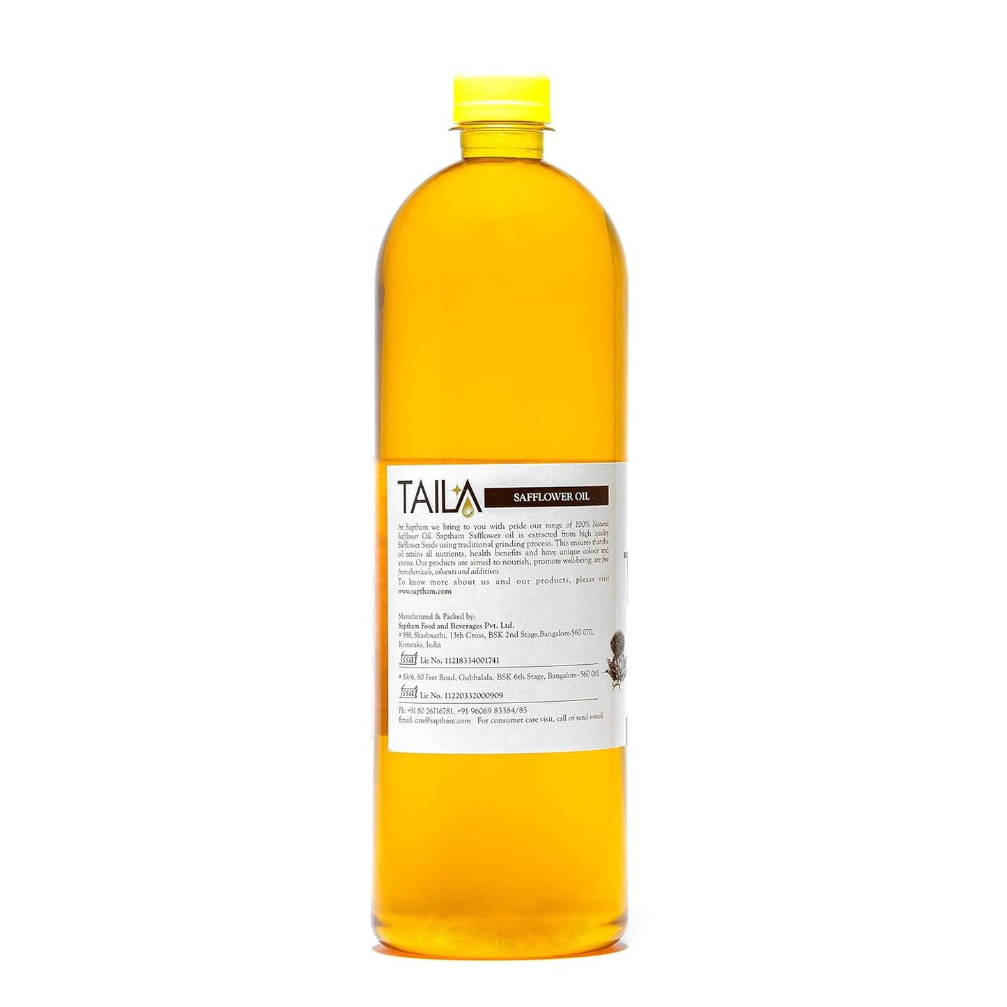 Saptham 100% Natural Cold pressed Safflower Oil- 5L |Pure, Natural & Unrefined Oil| Free of Parabens and Chemicals| Good for Heart Health| Pure and Natural