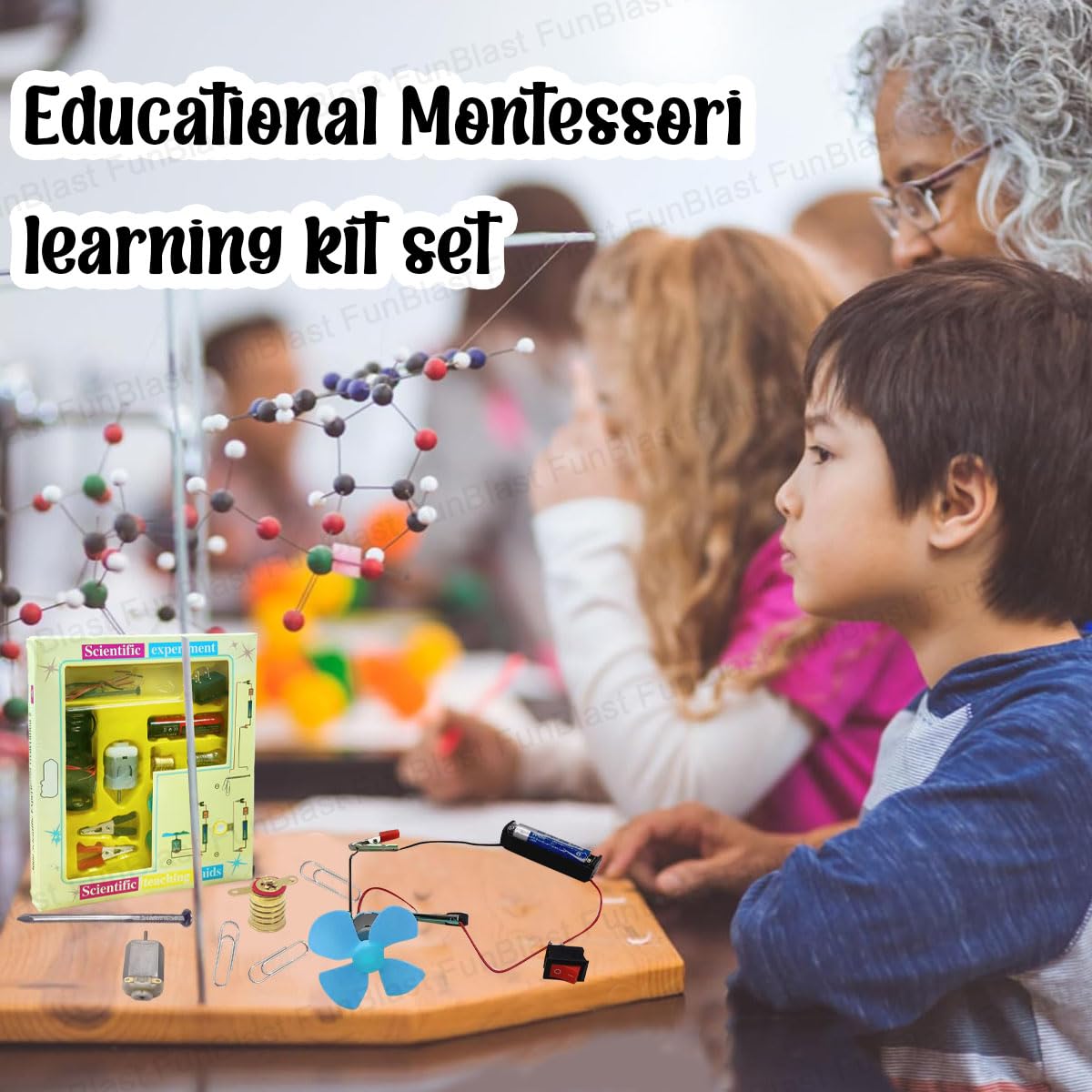 FunBlast Science Experiment Kit – Science Kit for Kids, STEM Kit, Electric Circuit Kit for Students with Motor Fan Toy, DIY Science Kit for Students, Science Experiment Kit