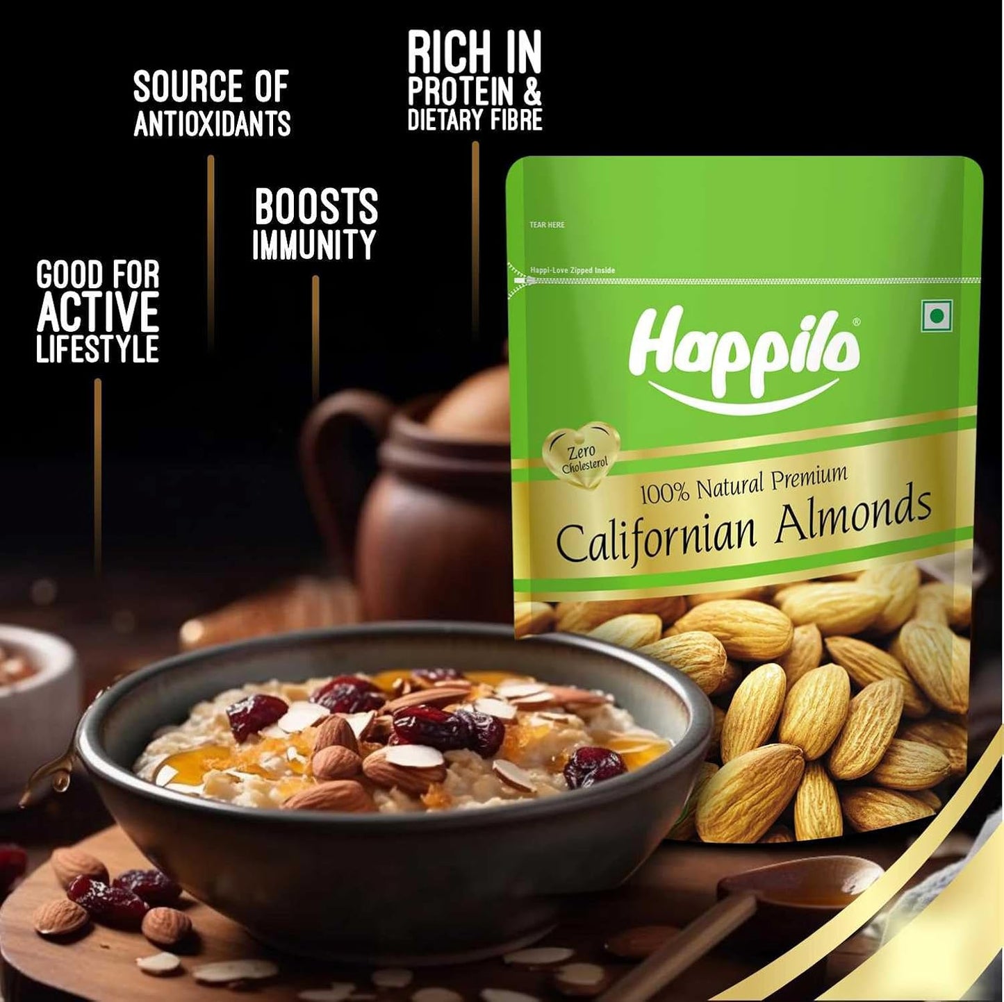 Happilo 100% Natural Premium California Dried Almonds