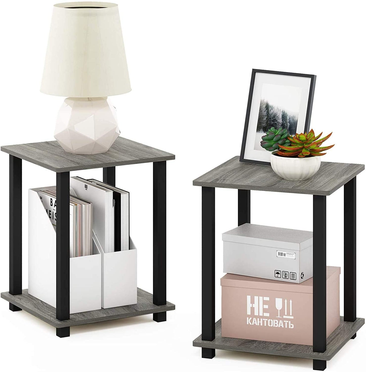 STAR WORK - End Table 2 Tier Shelf Rack stand for Sofa Turn-N-Tube Side Table Corner Display Rack Hallway