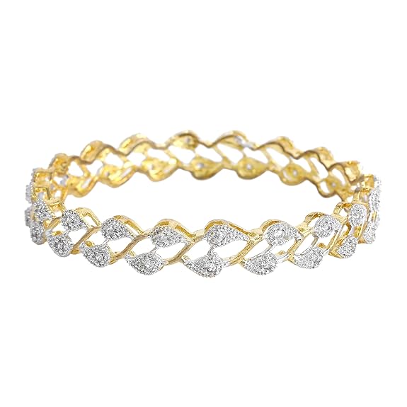 Charming Leaf Style with White Crystals Bangles