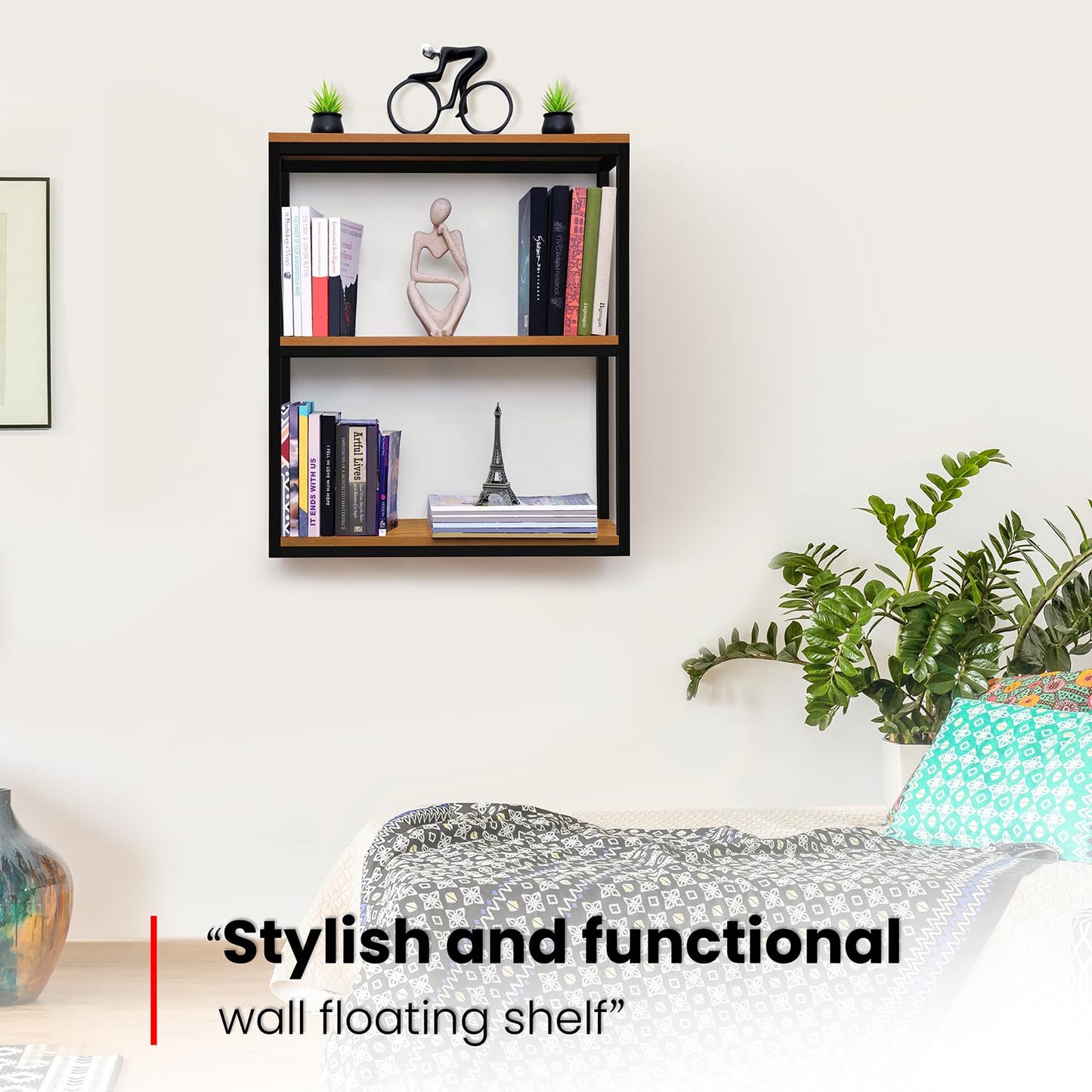 ABOUT SPACE Rack for Storage - 3 Tier Engineered Wood Multi Utility DIY Wall Display Rack Foyer Table for Living Room, Office, Garage (L 2 x B 0.7 x H 2.3 ft) Wood Colour