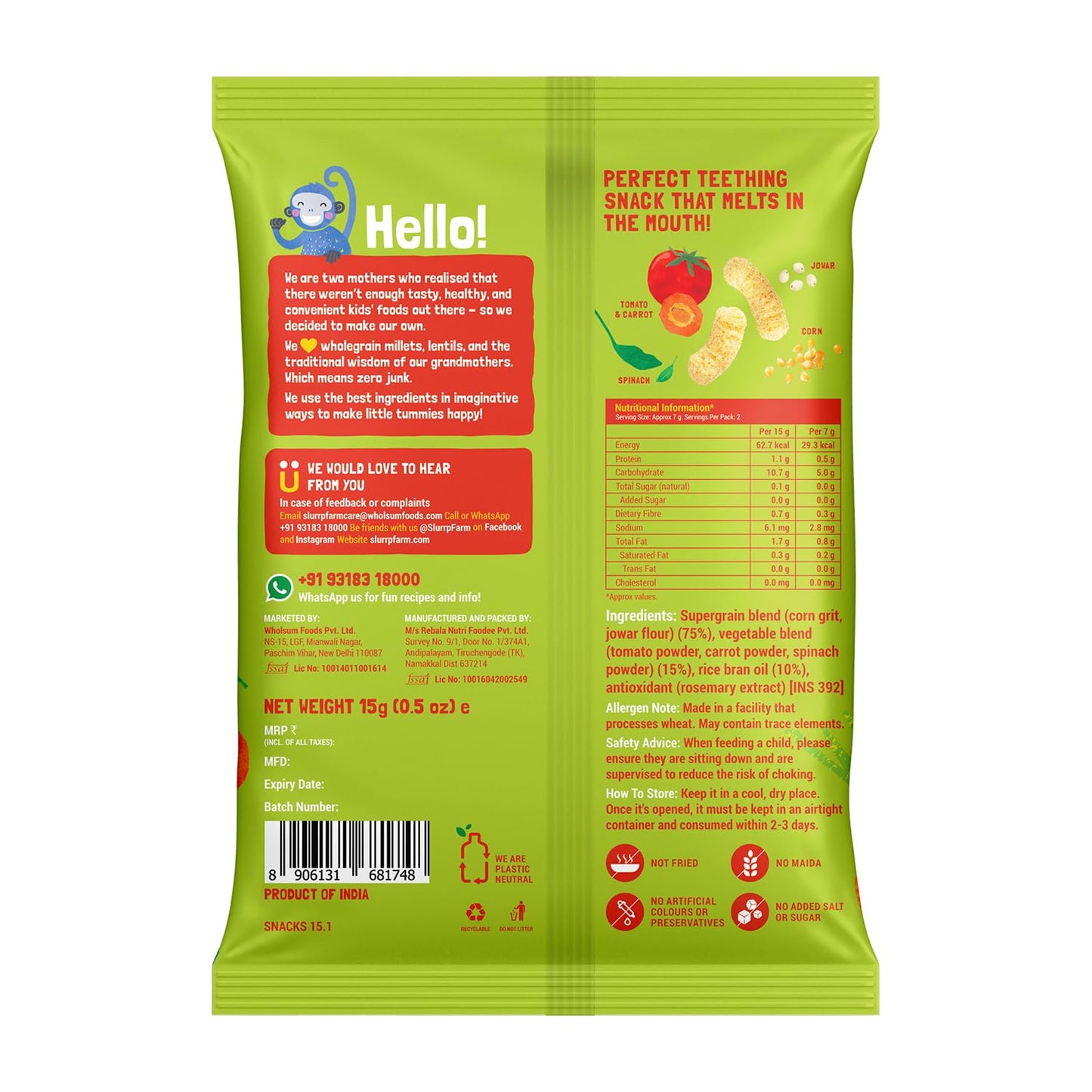 Slurrp Farm No Salt No Sugar Teething Puffs