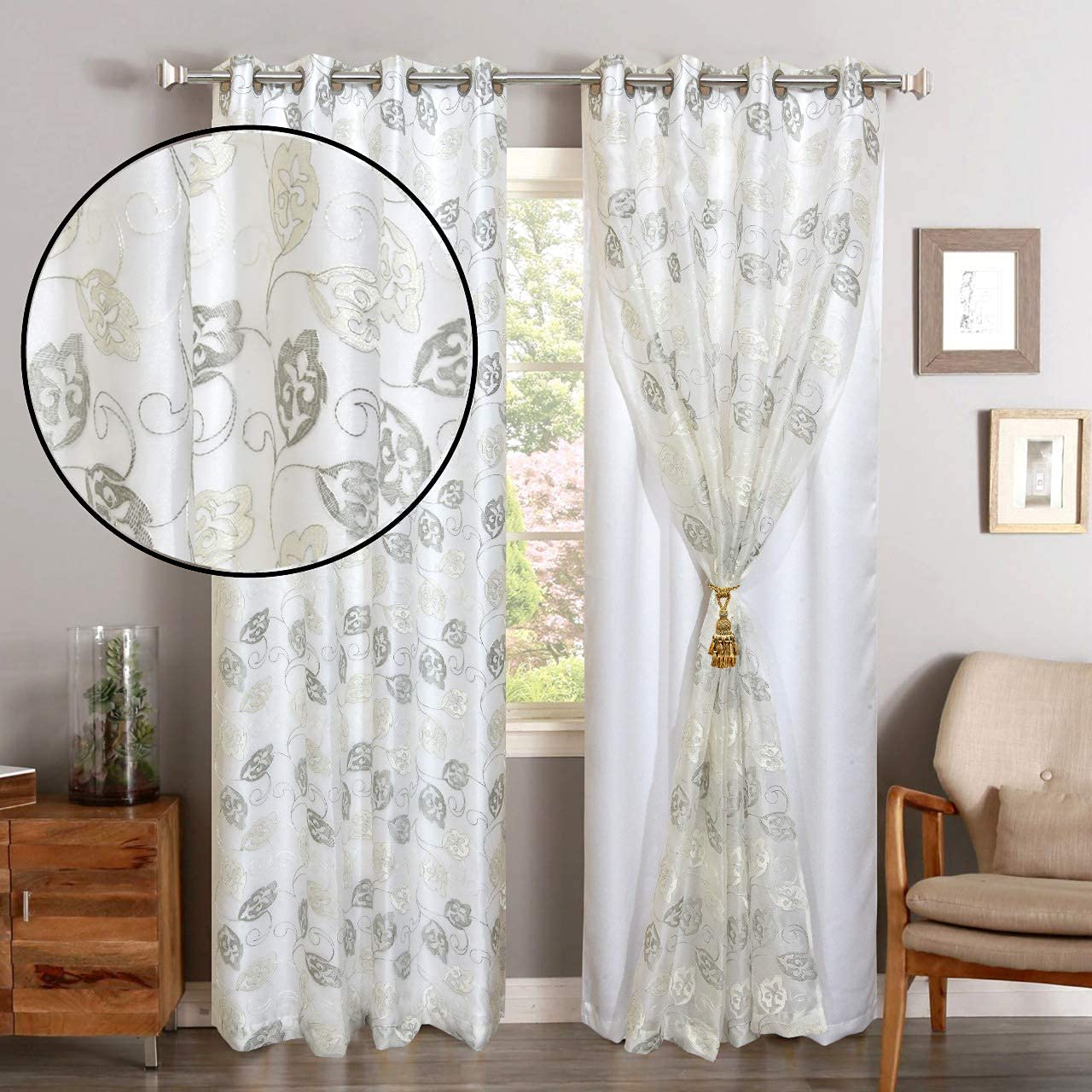GD Home Fabric Polyester Double Curtains