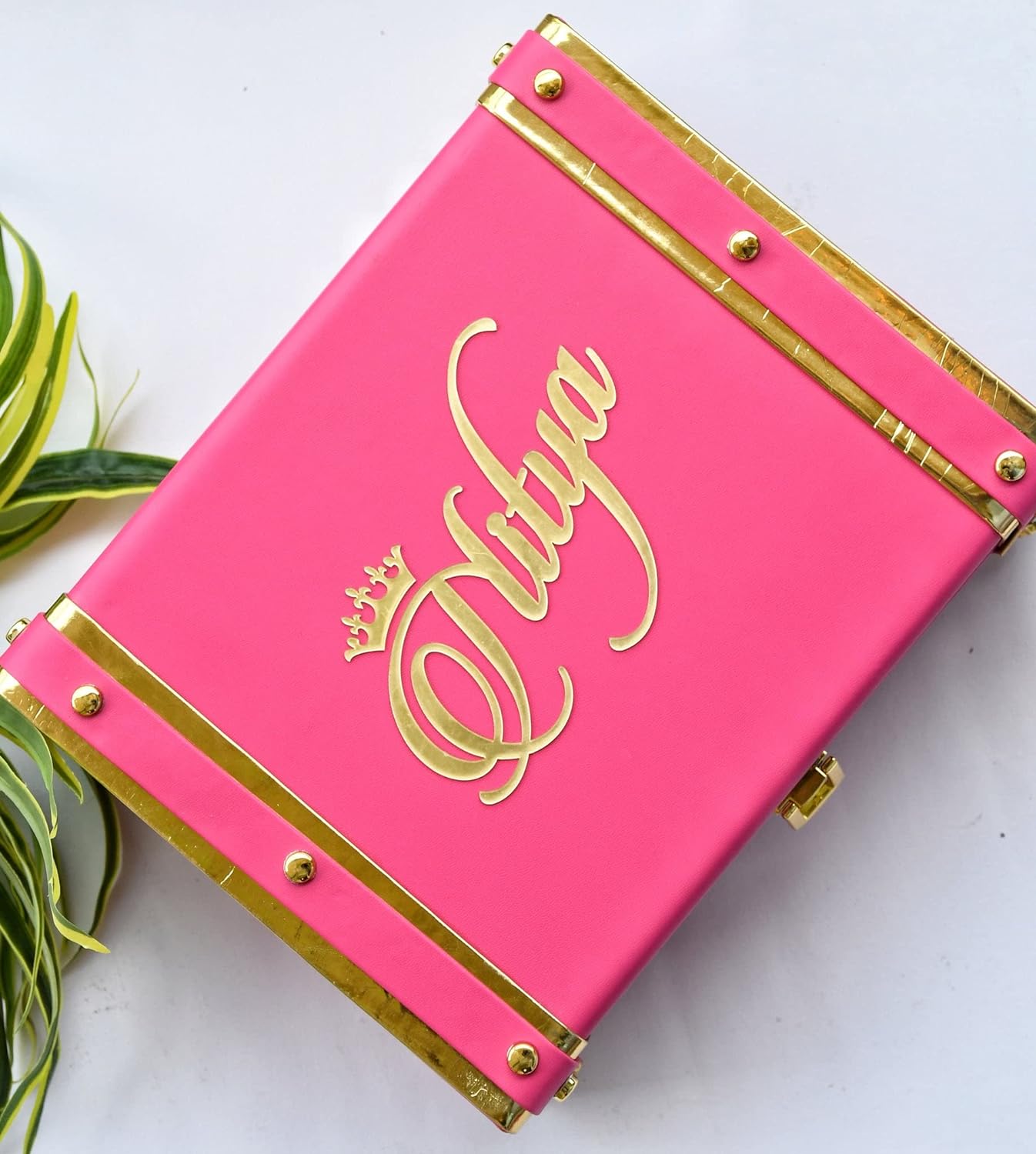 Craft Village Personalised name trunk (10x7x3.5) (Baby Pink) engineered wood, Rectangular