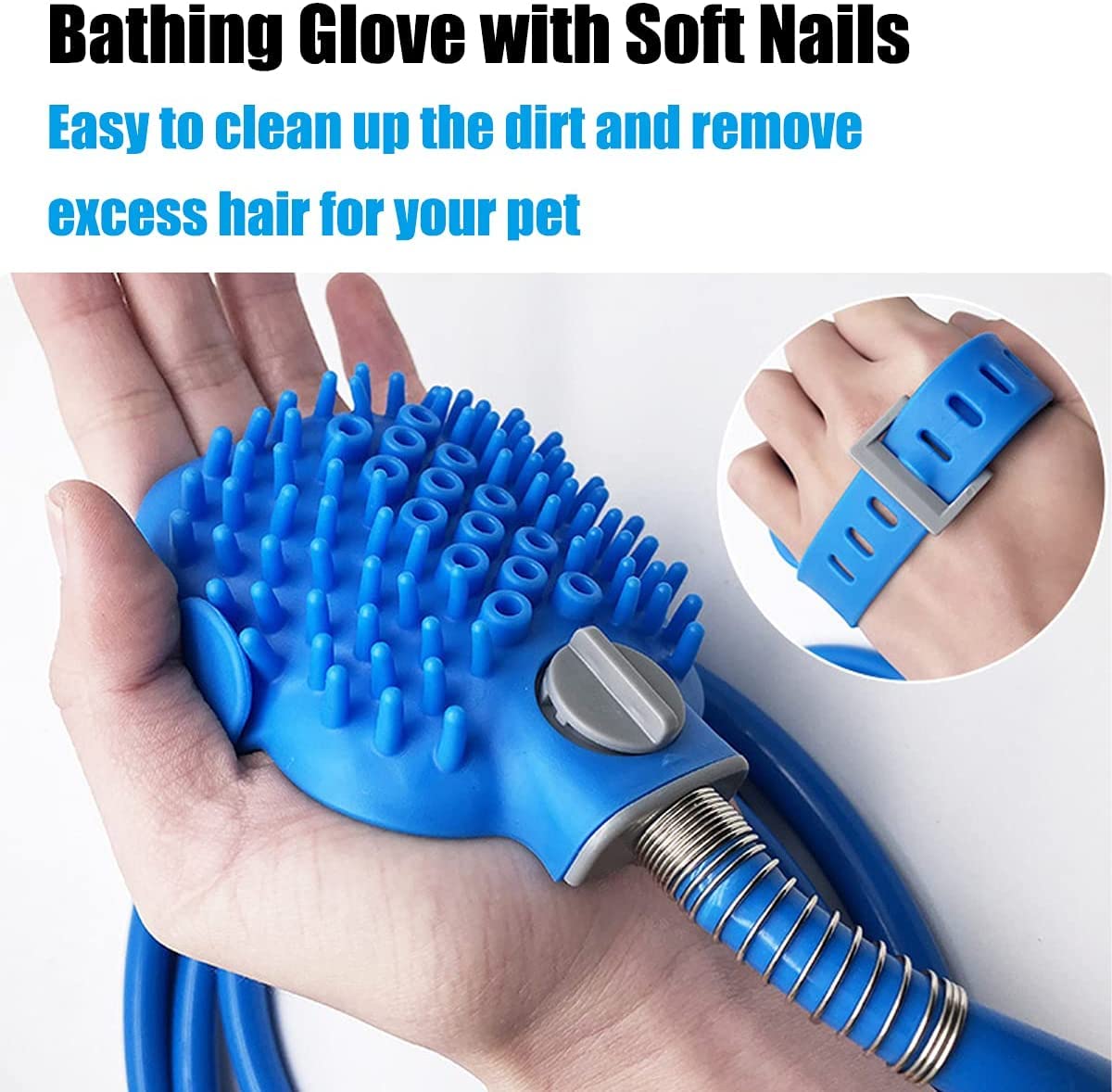 SILENCIO Dog Shower Attachment, Shower Sprayer and Scrubber, Pet Bath Brush