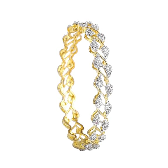 Charming Leaf Style with White Crystals Bangles