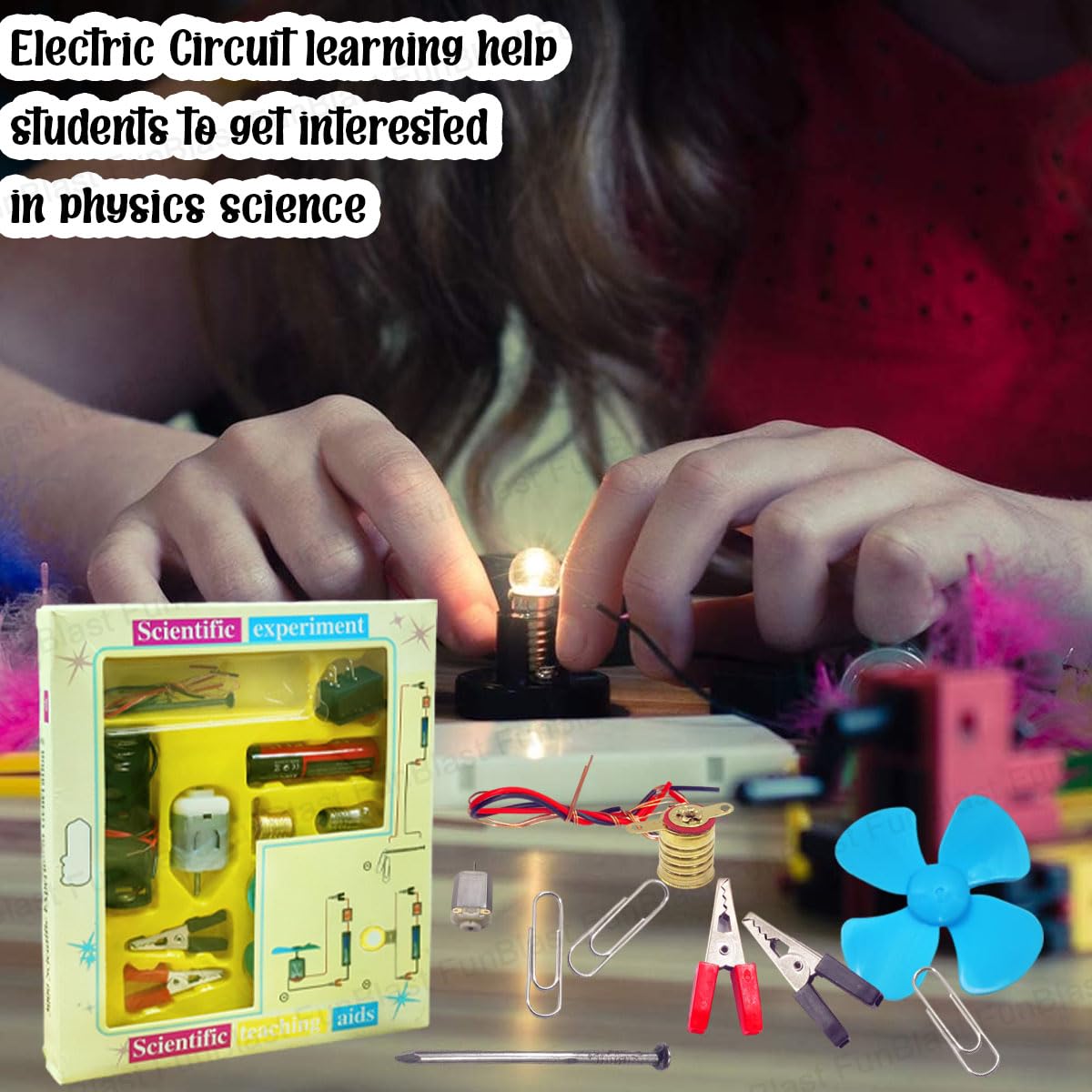 FunBlast Science Experiment Kit – Science Kit for Kids, STEM Kit, Electric Circuit Kit for Students with Motor Fan Toy, DIY Science Kit for Students, Science Experiment Kit