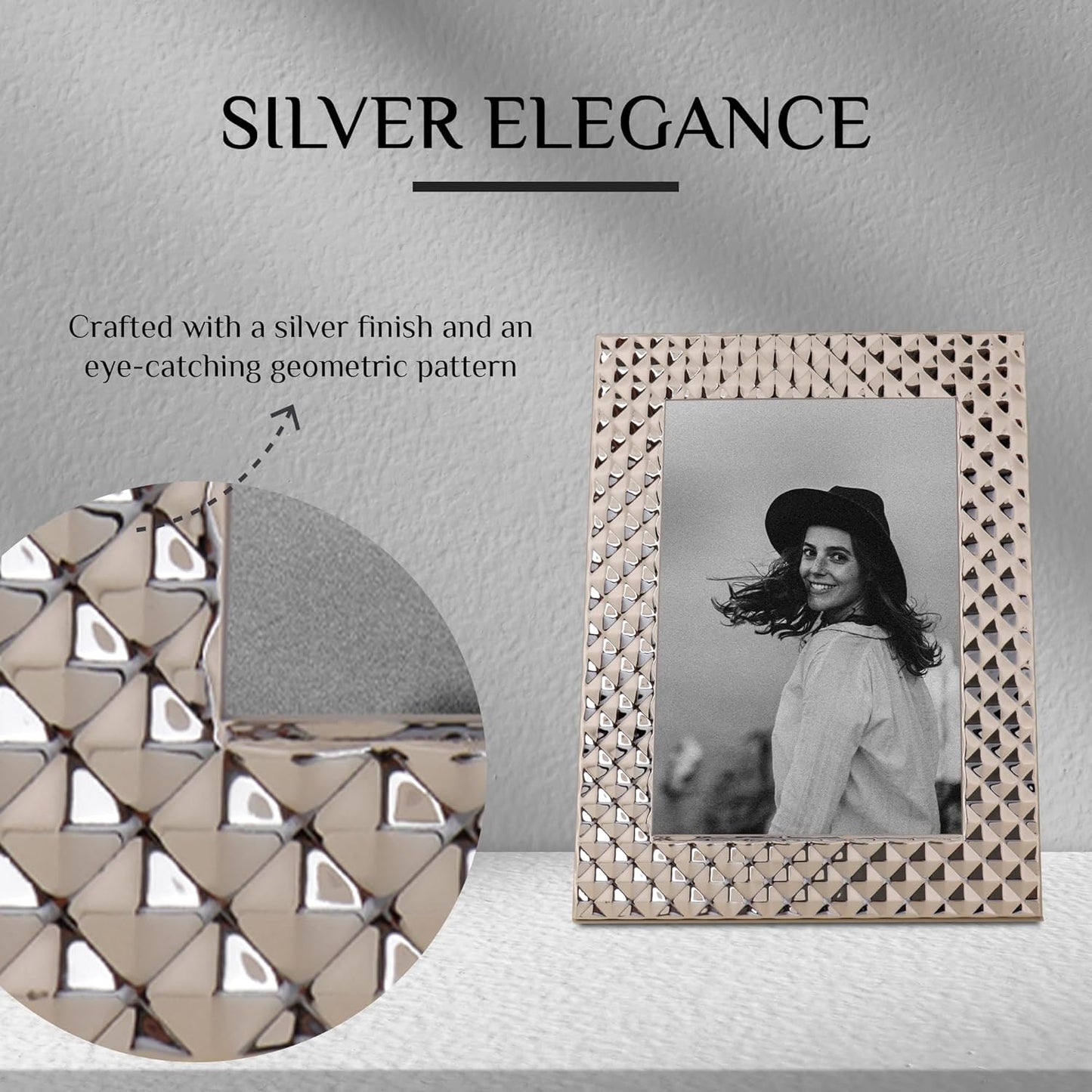 Photo Frame With Diamond Cuts Design Border
