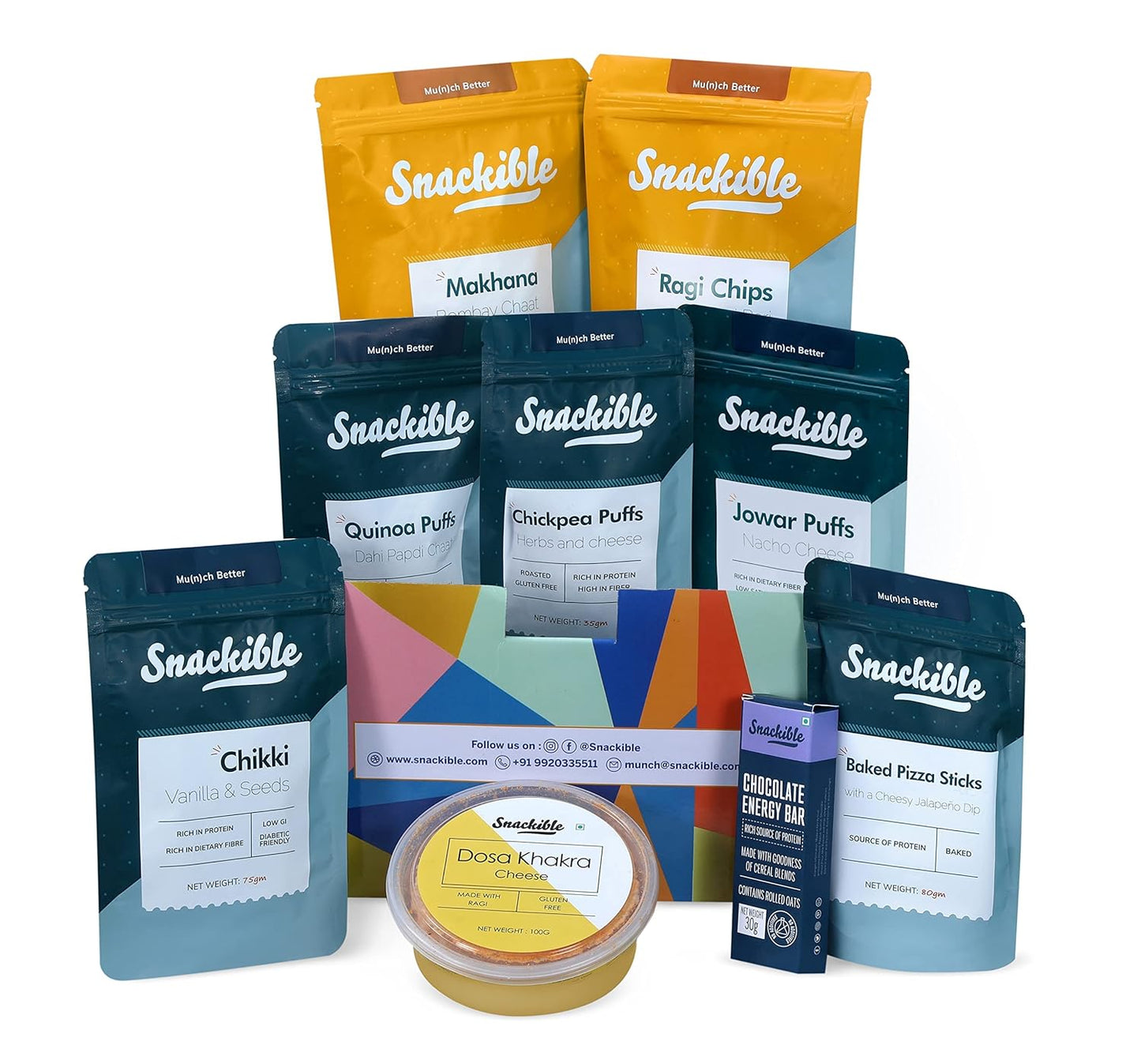 Snackible Bestselling Snacks Box | Box of 10 Healthy Snacks | Healthy Gift Box | No Maida & No Refined Sugar | Best Gifting Option | Corporate Gifts | Gourmet Snacks