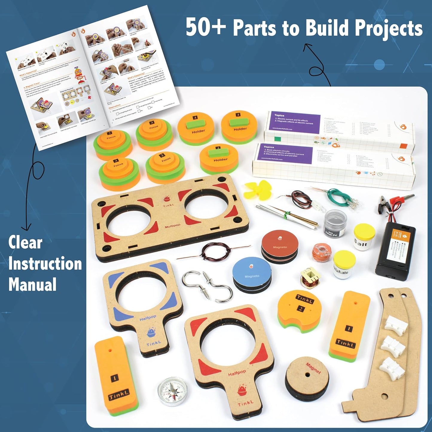 Butterfly Edufields 30In1 Stem Projects For Kids Ages 8-12 | Electricity & Magnetism Science Project Kit For Boys & Girls Aged 8-10-12-14 | Electric Circuits, Birthday Gift | Educational Learning Kits