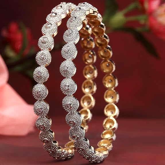 American Diamond Gold Plated Wedding Bangles