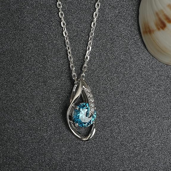 Silver Sky Blue Eye Pendant