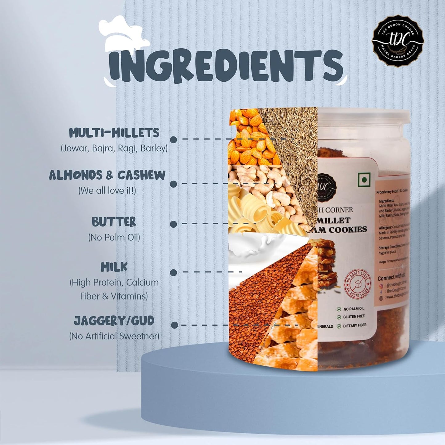 THE DOUGH CORNER Healthy Multi Millet Kaju Badam Cookies