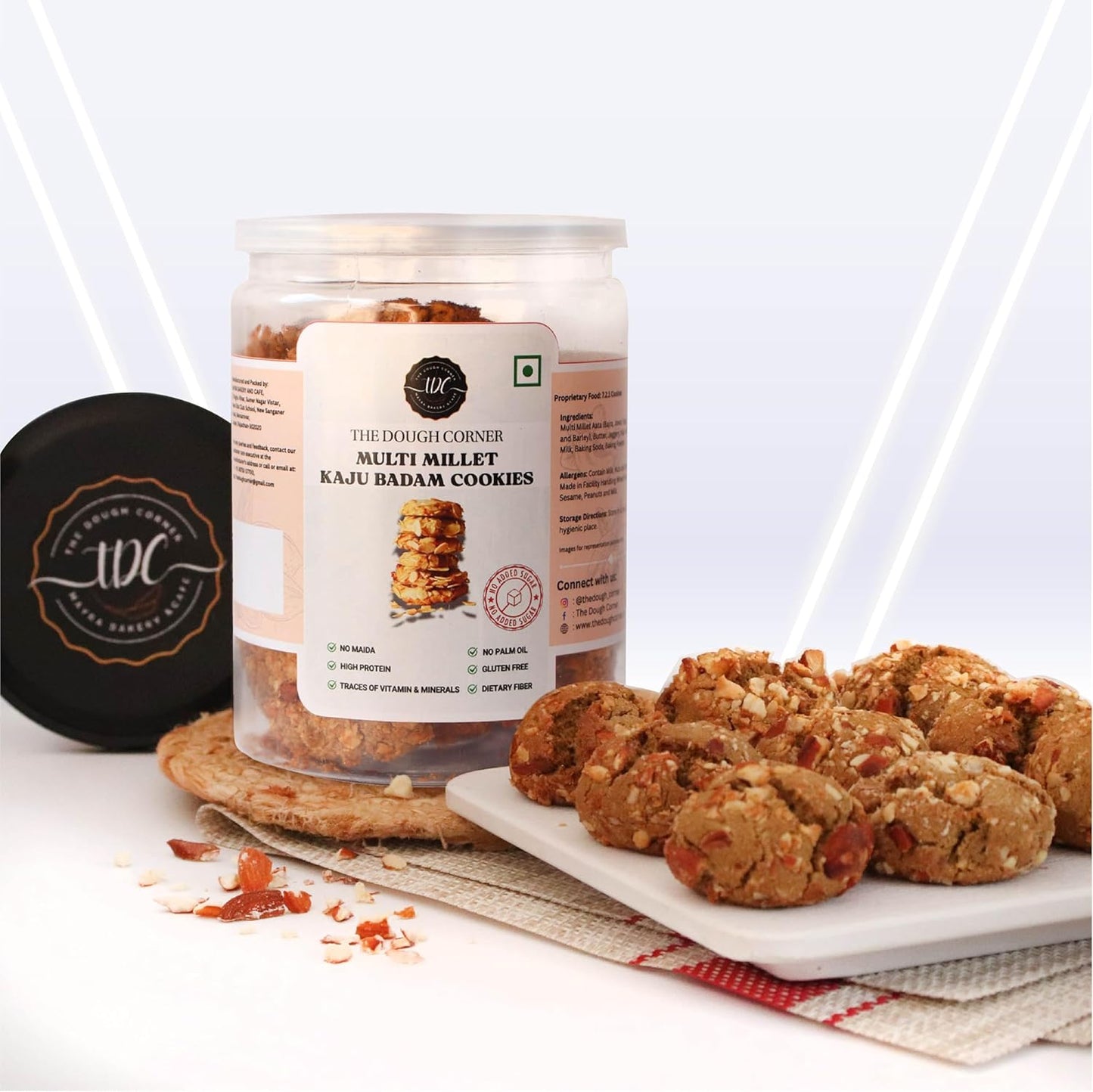 THE DOUGH CORNER Healthy Multi Millet Kaju Badam Cookies