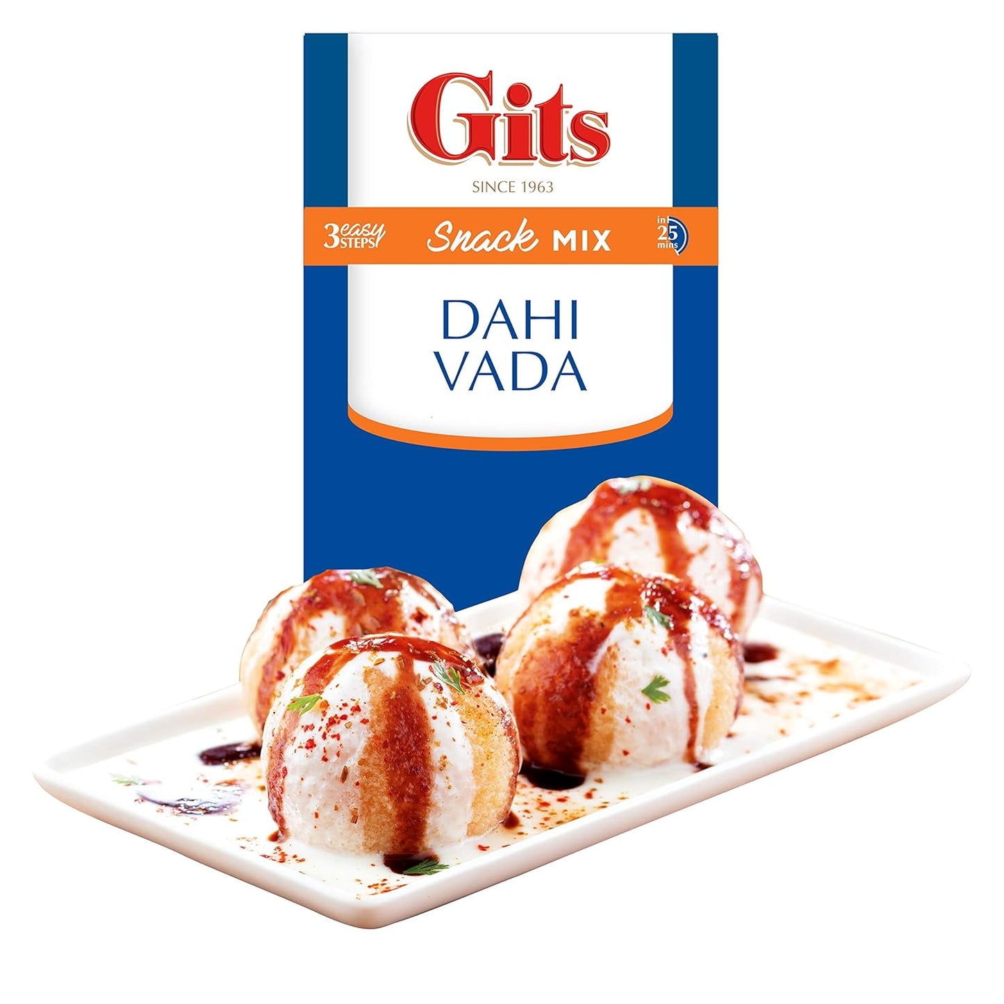 Gits Instant Dahi Vada Snack Mix, Makes 62 Per Pack, Pure Veg, Instant Indian Snack Mix, 500g