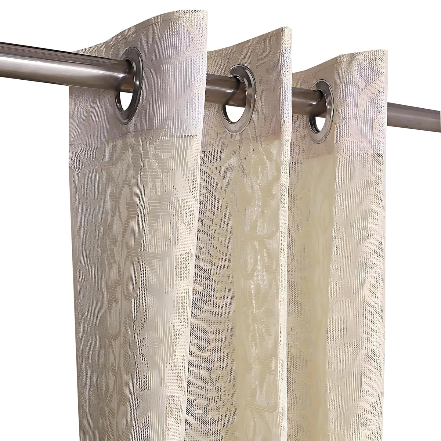 Kuber Industries Flower Design 2 Pieces Sheer Door Curtains