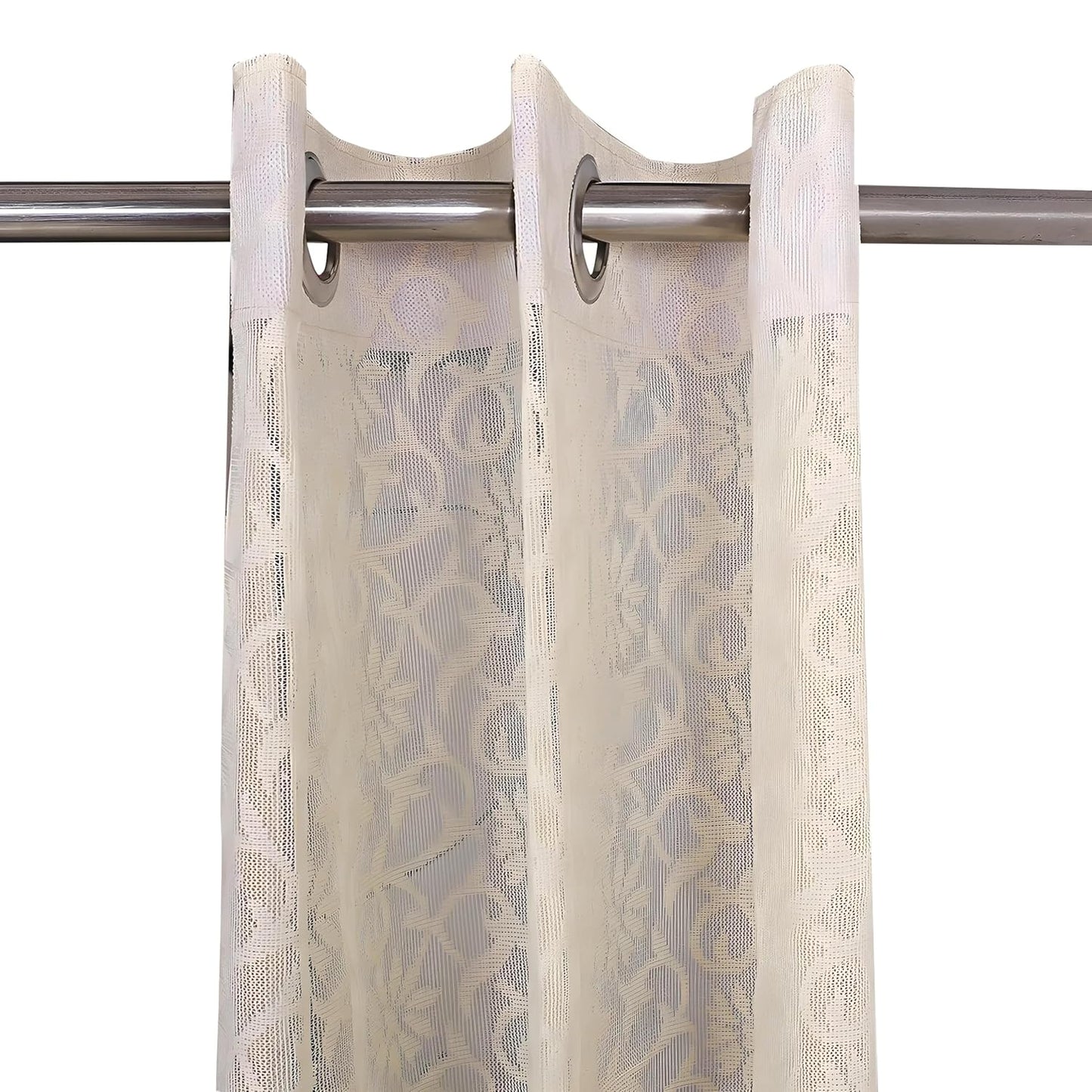 Kuber Industries Flower Design 2 Pieces Sheer Door Curtains