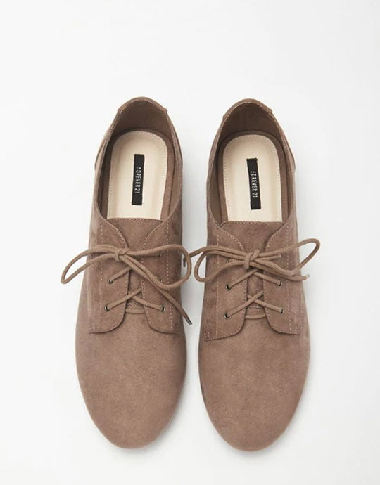 Faux Suede Oxfords Brown
